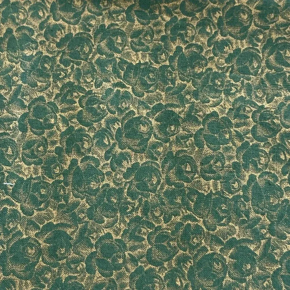 Vintage 50s Christmas Fabric Xmas Metallic Gold Roses Cotton 1 yard x 35.5